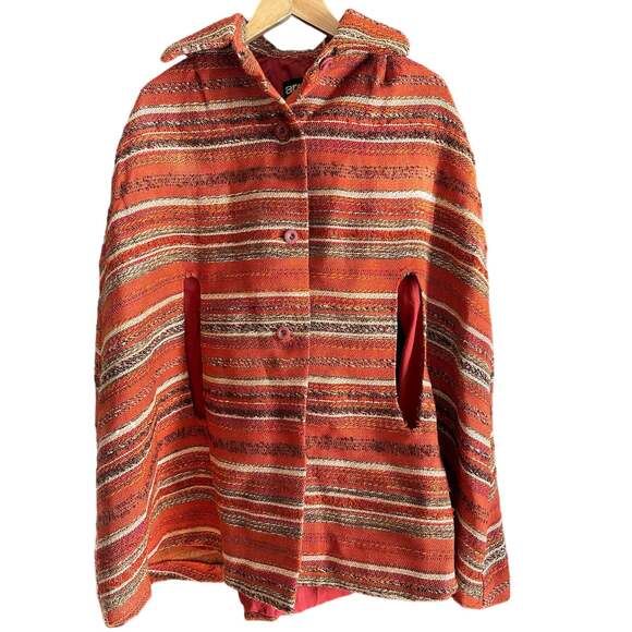 Arola Jackets & Blazers - 70s Vintage AROLA | Orange Finnish Wool Woven Cape Retro, Boho | One Size